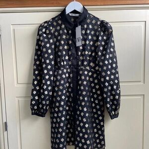 Zara Black Dress with Gold Accents